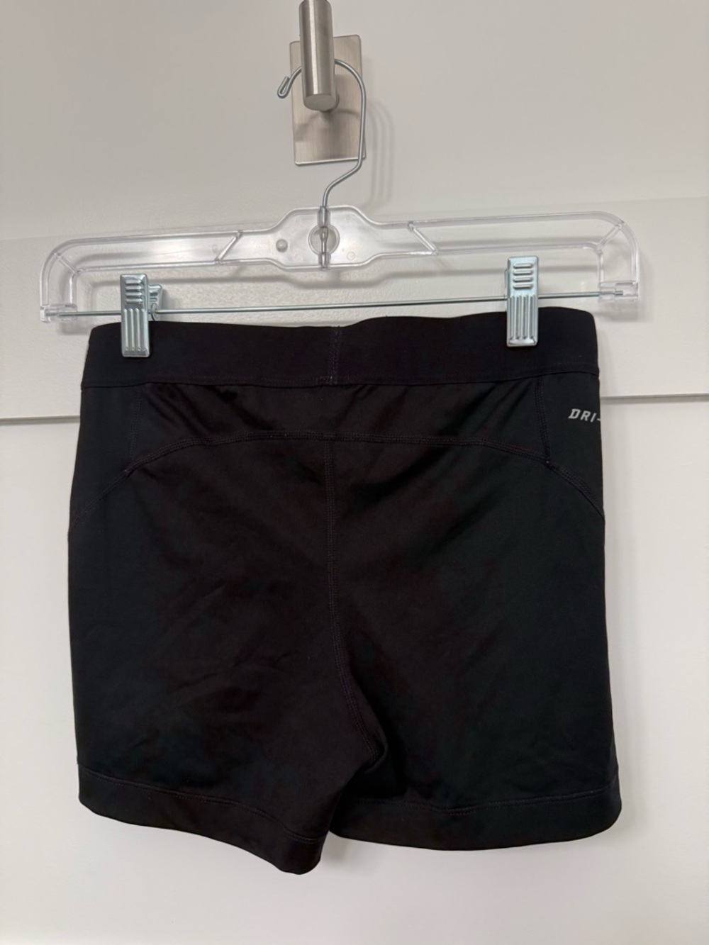 Nike Pro Black Women's Athletic Shorts with White Swoosh - Picture 2 of 3